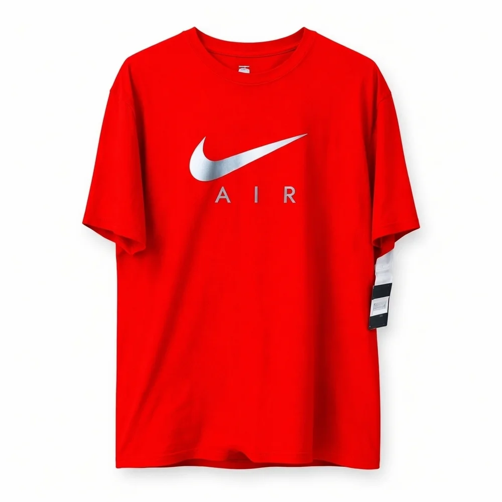Nike Air Large Red Cotton Graphic Tee Dri-Fit Swoosh Logo Shirt NWT